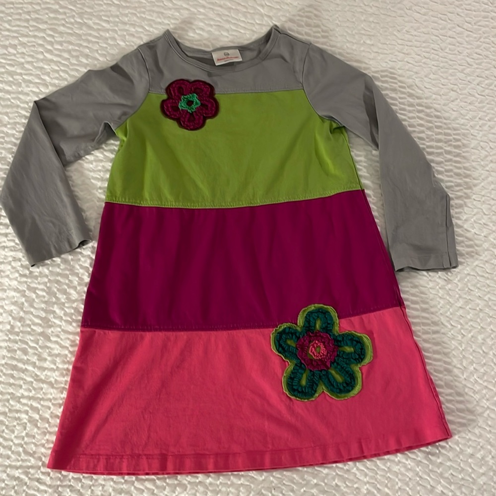 🧡Hanna Anderson cotton 120 5/6 girls dress EUC PINK PURPLE GRAY GREEN